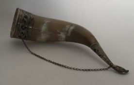 A Russian silver and Niello drinking horn. Approx.