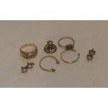 A group of high carat gold ring mounts etc. Approx