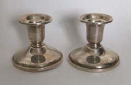 A pair of Sterling silver piano candlesticks. Appr