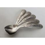 An attractive set of five Continental silver spoon