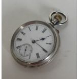 A gent's silver open faced pocket watch with white