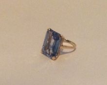 A large attractive blue stone ring in Art Deco 18