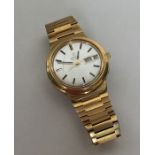A gold plated Omega Quartz wristwatch on original