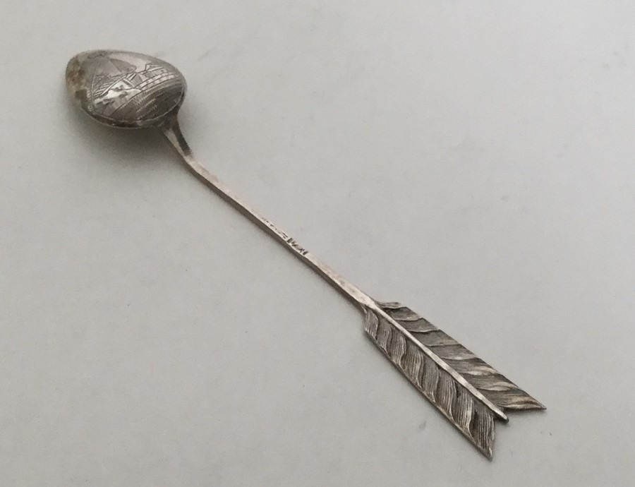 An unusual Russian silver teaspoon of arrow form. - Image 2 of 2