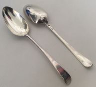 A pair of silver Hanoverian pattern tablespoons wi