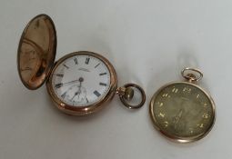 A gold plated Waltham pocket watch together with o