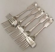 A good set of six fiddle pattern silver dessert fo