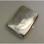 An unusual silver cigarette box / vesta case engra