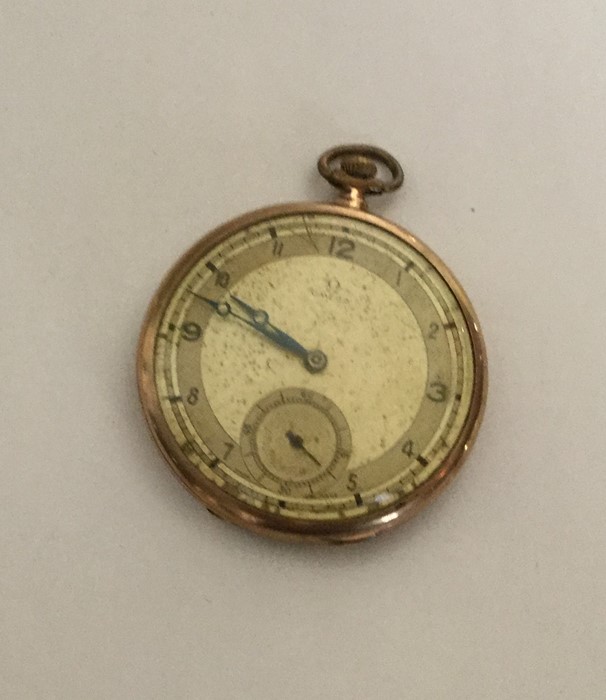 OMEGA: A gent's gold plated pocket watch. Approx.