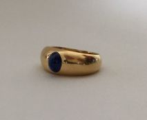 A good quality French sapphire gypsy set ring in p