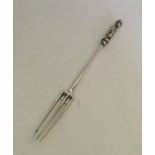 A rare 18th Century cast silver three prong fork w