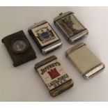 A group of five silver plated souvenir vesta cases