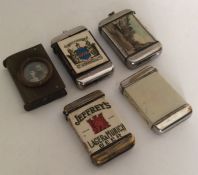 A group of five silver plated souvenir vesta cases