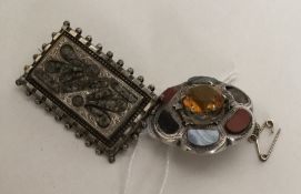 A Scottish silver brooch. Approx. 20 grams. Est. £