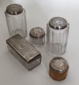 A good set of five Victorian silver mounted glass