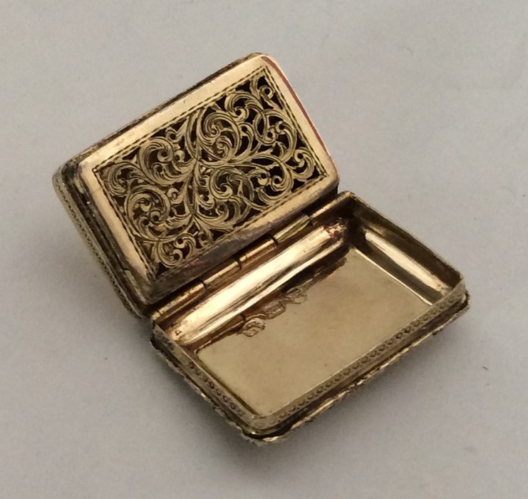 A silver gilt rectangular cast vinaigrette. London - Image 2 of 2