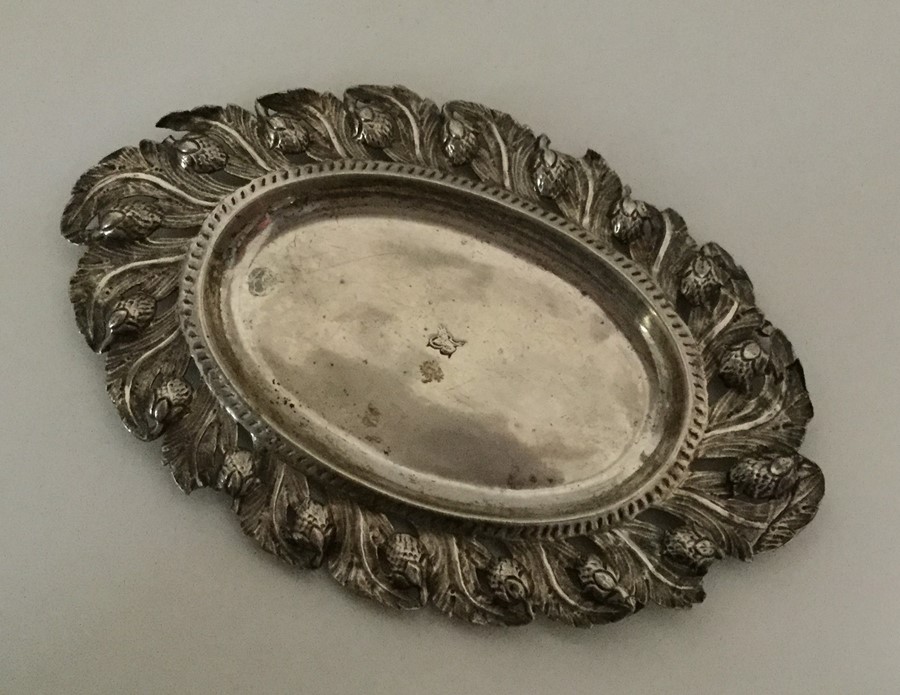 An Antique Turkish silver letter tray with floral