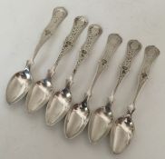 A heavy set of six Turkish silver spoons. Assay