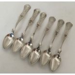 A heavy set of six Turkish silver spoons. Assay