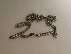 A heavy silver flat link necklace. Approx. 33 gram