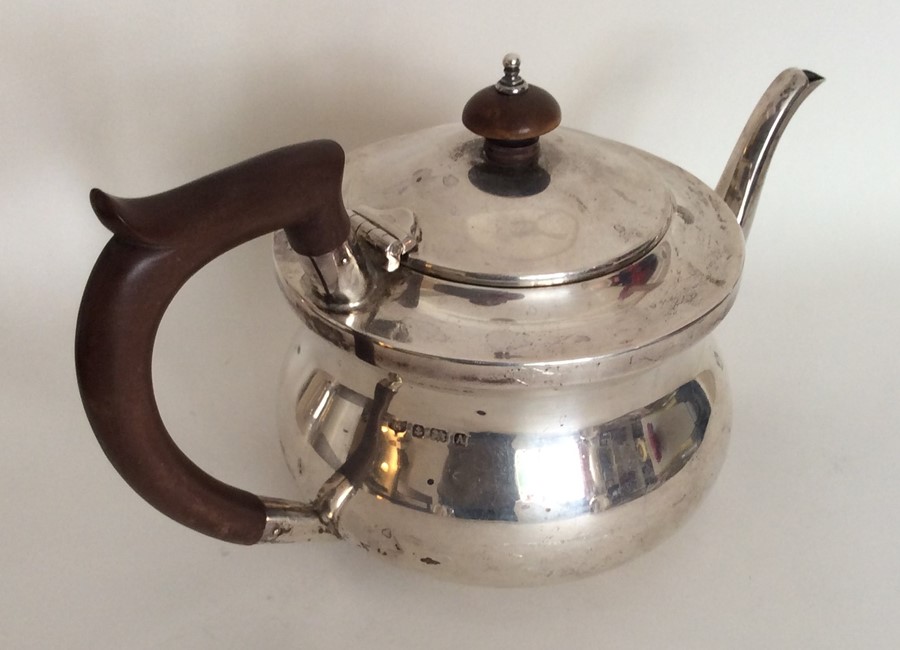 A circular silver bachelor's teapot with hinged to - Image 2 of 2