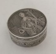 An attractive Continental circular silver box deco