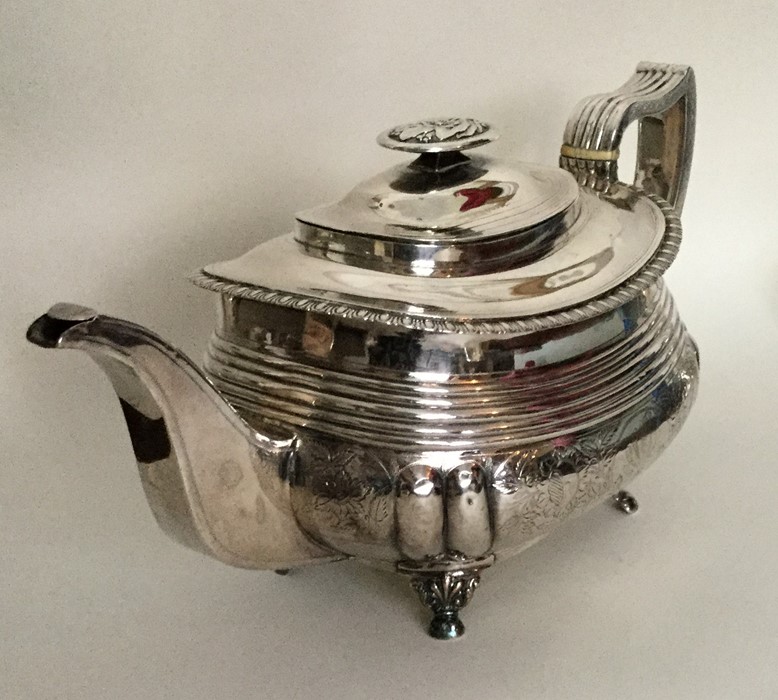 A good Georgian silver boat shaped teapot attracti - Image 2 of 3