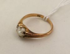 An 18 carat gold single stone pearl ring. Approx.