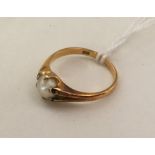 An 18 carat gold single stone pearl ring. Approx.