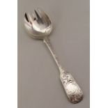 A silver bright cut silver pickle fork. Birmingham