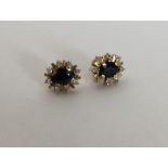 A pair of good quality 18 carat gold sapphire and