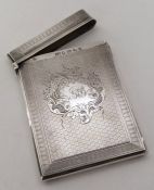 An attractive good quality silver card case with f