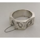 A stylish silver bangle of octagonal form. Approx.