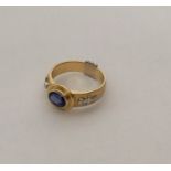 A good quality 18 carat two colour gold sapphire a