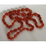 A large oval cornelian graduated bead necklace. Ap