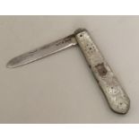 An attractive silver and MOP fruit knife. Sheffiel
