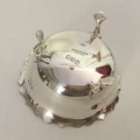 A heavy Edwardian silver sugar bowl with card cut