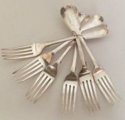 A good set of six fiddle pattern silver table fork