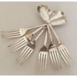 A good set of six fiddle pattern silver table fork