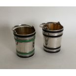A rare pair of Victorian silver and enamelled salt
