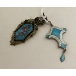 A stylish silver and enamelled pendant together wi