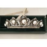 BRIDAL JEWELLERY: A good silver mounted tiara deco