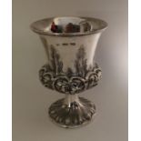 A Victorian silver campana shaped goblet decorated