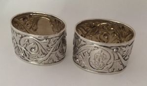 A good pair of oval Russian silver napkin rings at