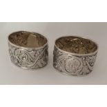 A good pair of oval Russian silver napkin rings at