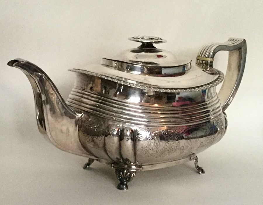 A good Georgian silver boat shaped teapot attracti