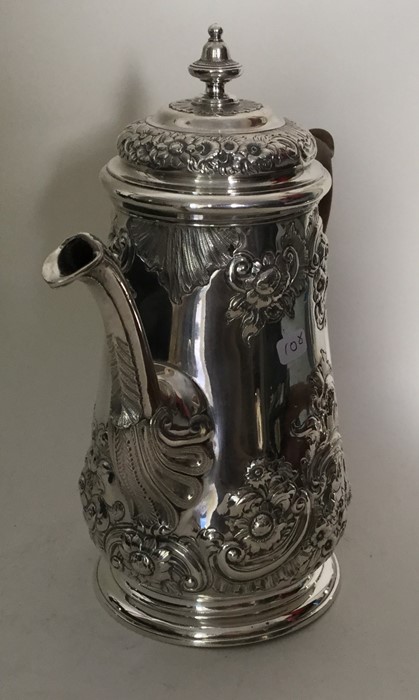 A good Georgian silver embossed tapering coffee po - Image 2 of 3