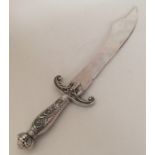 A large Continental silver sword with textured han