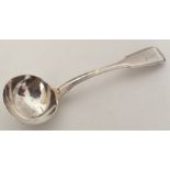 A fiddle and thread pattern silver sauce ladle wit