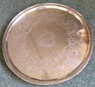 A massive Georgian silver salver attractively deco